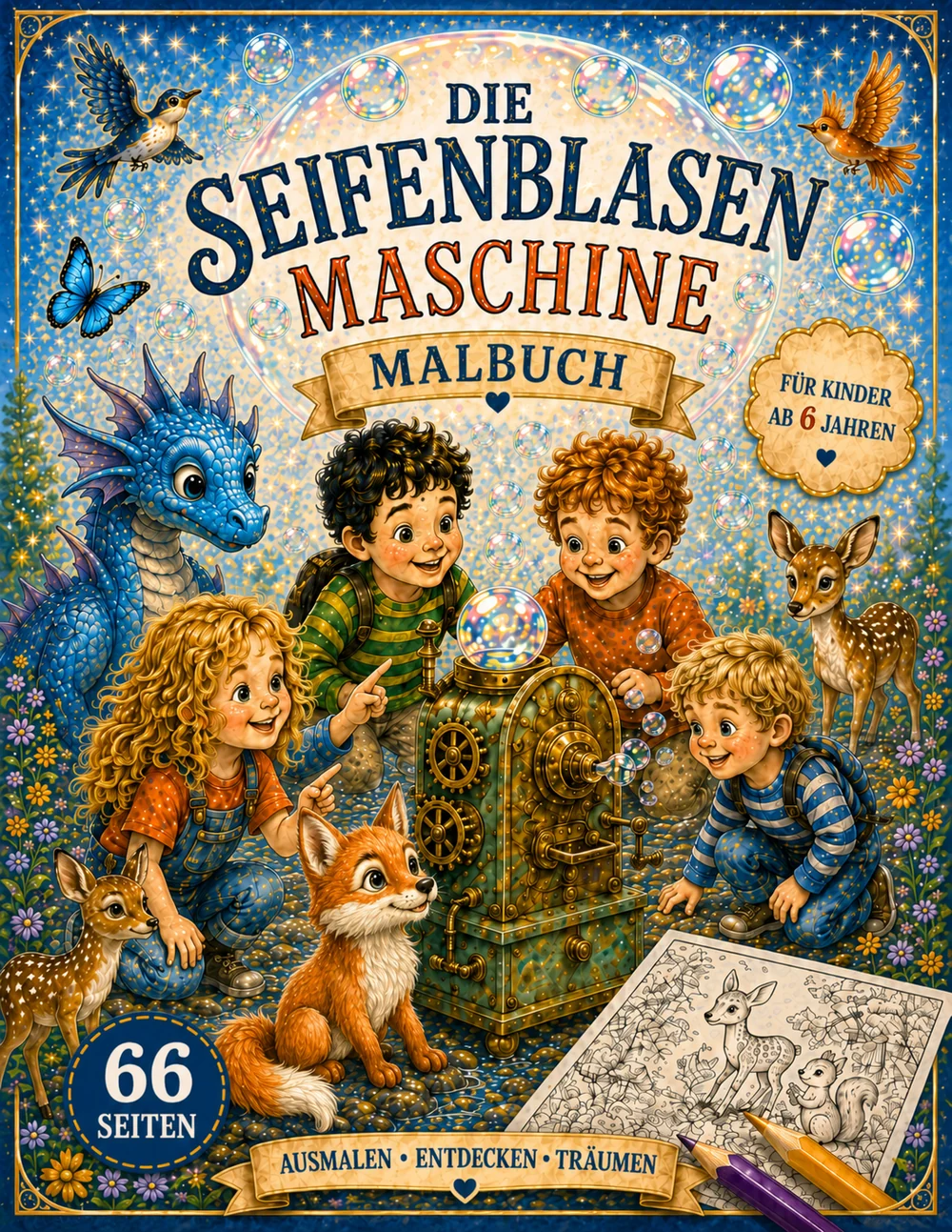 Cover des Malbuches Die Seifenblasenmaschine